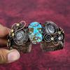 Tibetan Turquoise & Moonstone Bangle Copper Wire Wrapped Adjustable Cuff Bracelet
