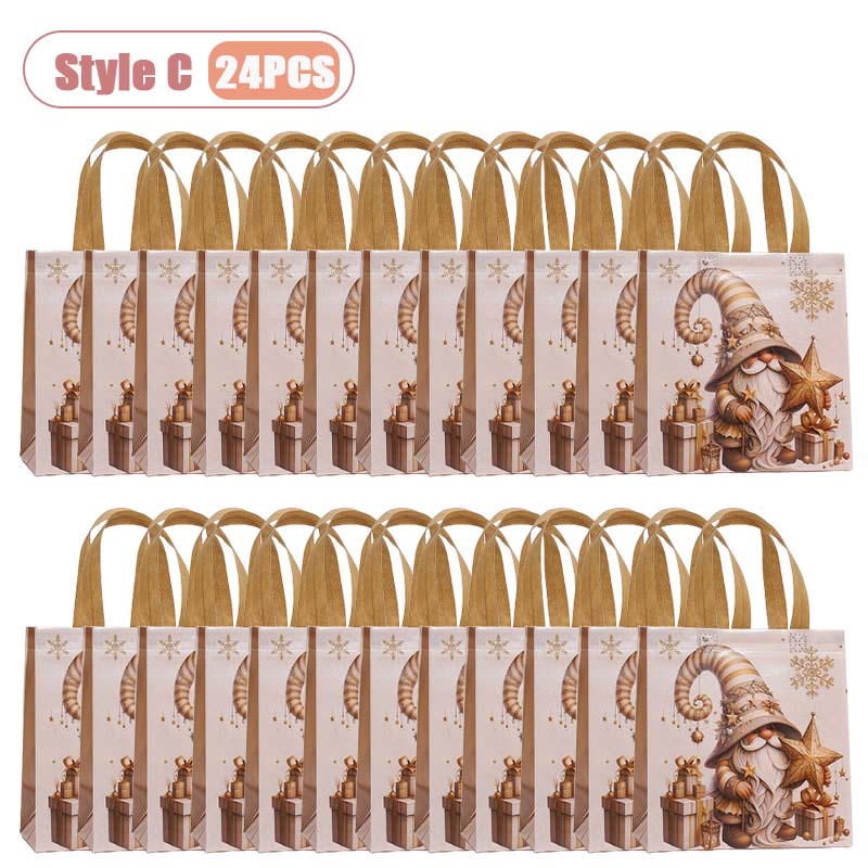 12-36PCS Christmas Tote Bag Gold Waterproof Foldable Large Capacity Shopping Bag Reusable Holiday Gift Bag for Party Supplies