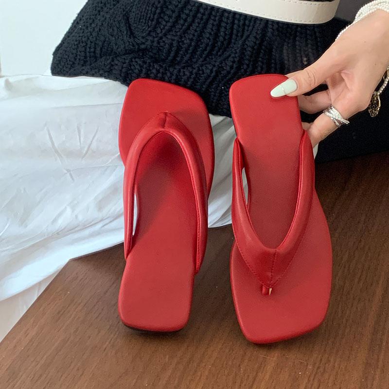 

Модные летние пляжные шлепанцы Женские балетки Слайды Тапочки Обувь Женская обувь Модные с квадратным носком Женские балетки Тапочки Сандалии Обувь 35 красный