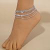 Yousheng Women Beach Anklet, Sparkling Three-Layer Rhinestone Anklet, Adjustable Fit Sandal Anklet for Summer