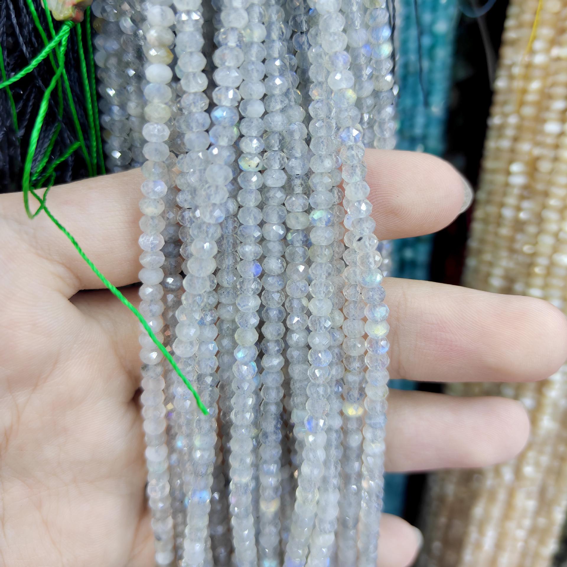 

Faceted Gray Moonstone Abacus Beads: DIY Jewelry Round Beads String, Semi-finished Components. 3×4mm Faceted Abacus Bead