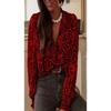 Women Retro Printed Long Sleeve Smocked Loose Blouse
