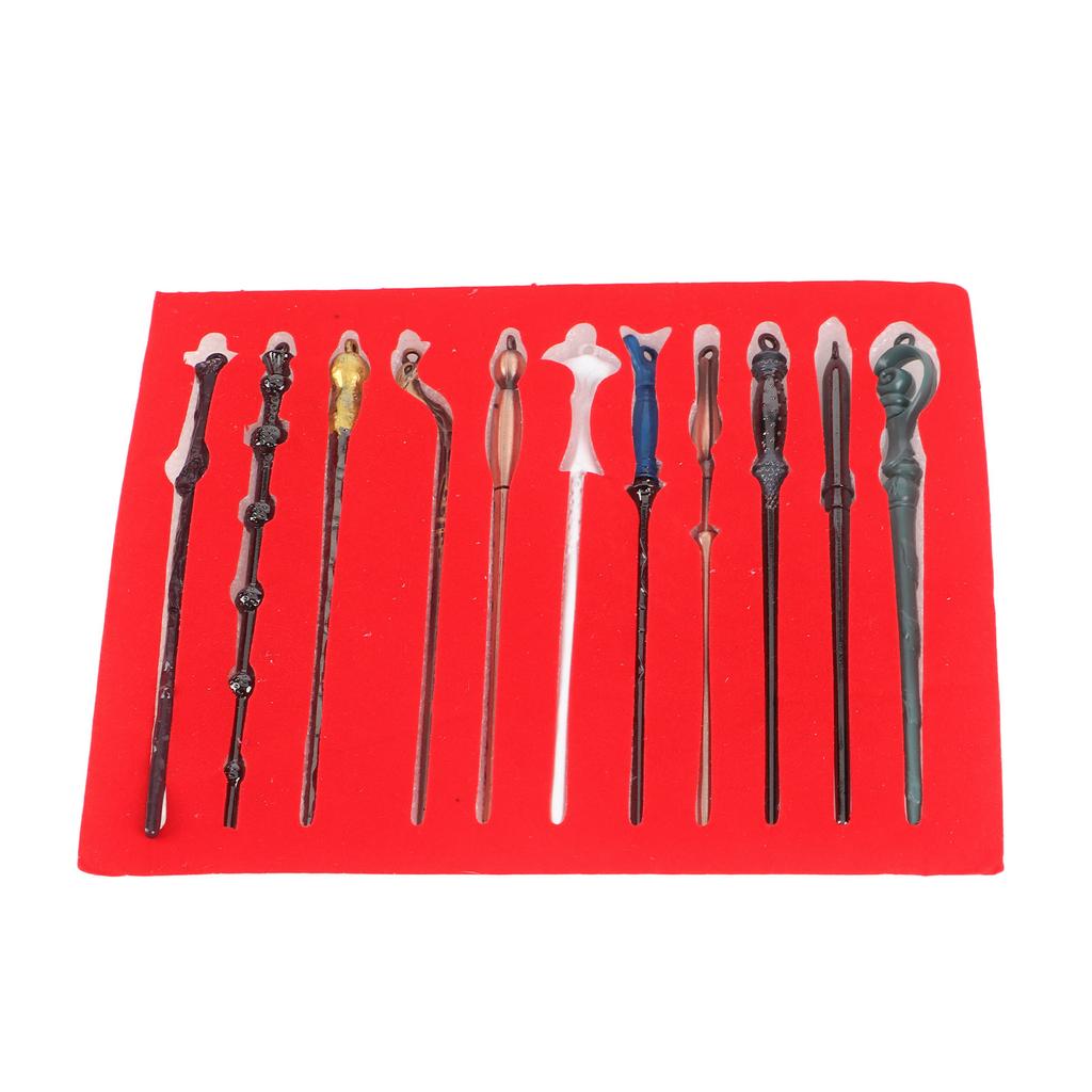 Keychain Necklace Wand Set Alloy 11Pcs Magic Wand Sticks with Keychain Necklace for Kids Cosplay