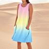 Women's Fashion Casual Gradient Print Sleeveless Pocket Beach Dress