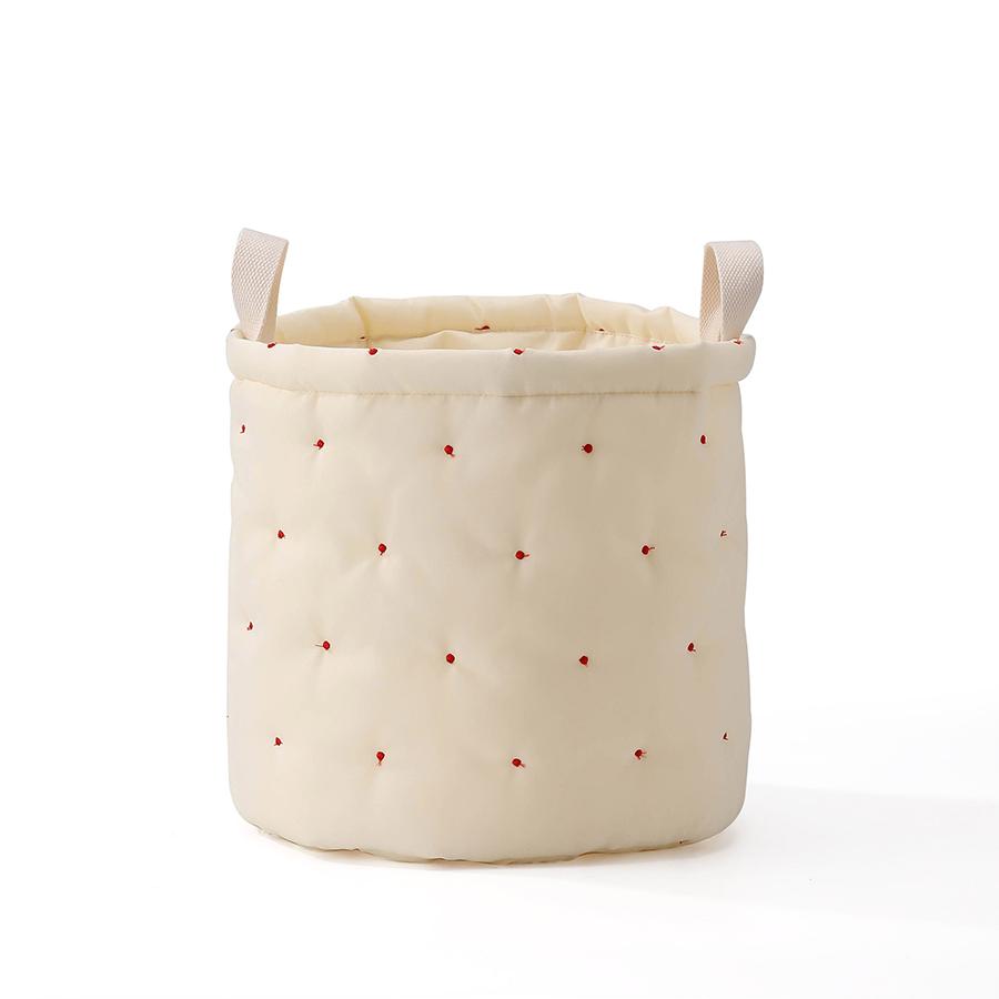 

Quilted Baby Item Storage Bucket Diaper Bags Toys Clothes Basket Large Capacity Round Diaper Stackers Nappy Storage Basket