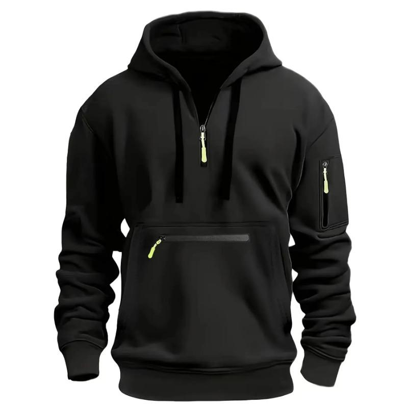 Men's Waterproof Hooded Jacket with Zipper Pocket - Everyday Sportswear for Autumn and Winter