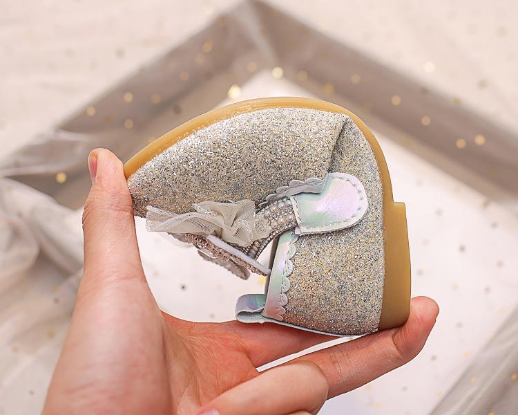 Dívčí princeznovské boty s křišťálovou mašlí - Léto 2025 Měkká podrážka Balerínky s kamínky