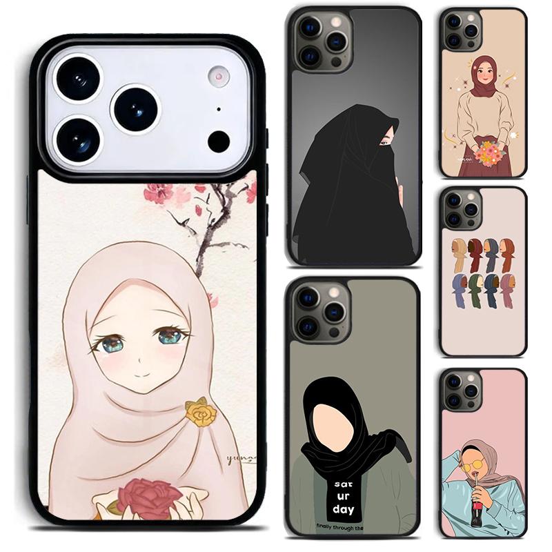 Islamic Muslim Hijabi Girls Phone Case for iPhone 17 16 15 Pro Max Air 14 13 12 11 Plus Shockproof Cover