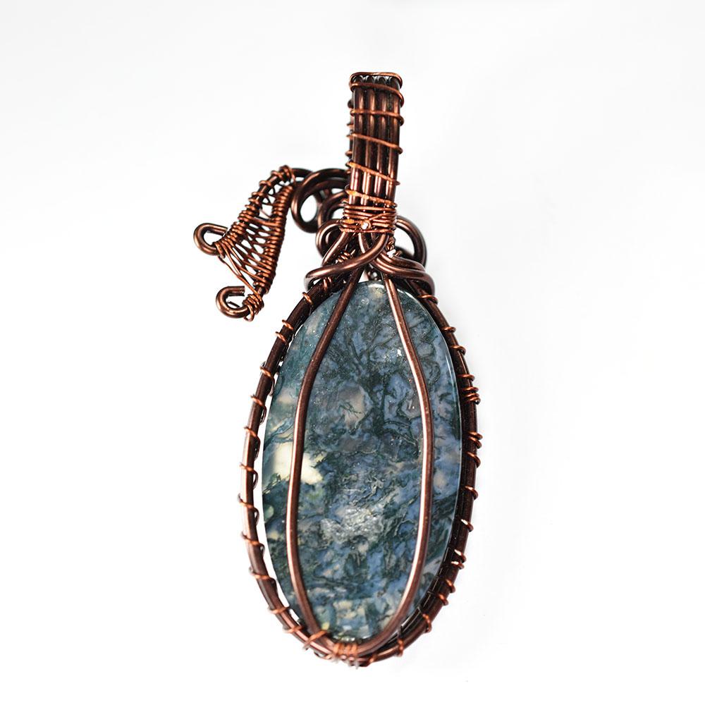 Natural Jasper Oval Cut 86 ct Copper Wire Wrapped Pendant for Him Gemstone Jewelry Gift