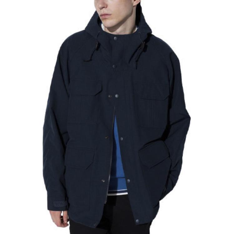 UNIQLO Solid Color Hooded Long Sleeve Zipper Loose Jacket Unisex jackets Navy 464026-69