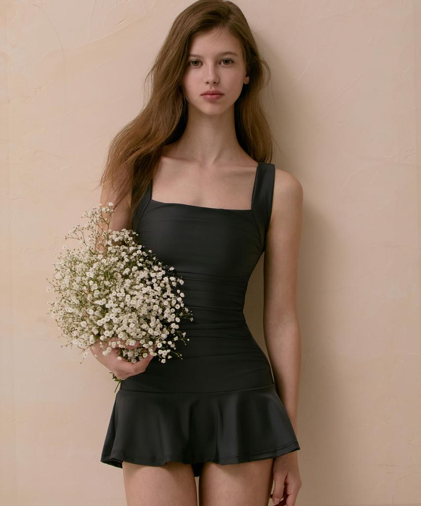 VIKINI VENDER Reverie Shirred Skirt Monokini - Charcoal