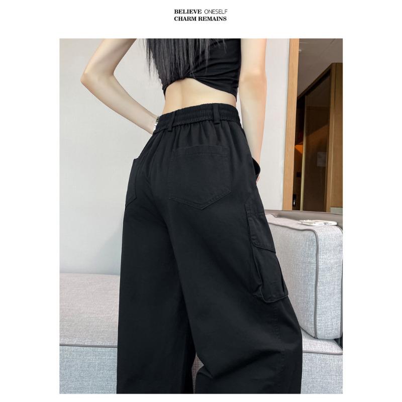 Summer thin high-waisted sweatpants wide-leg two-wear drawstring loose and thin casual pants