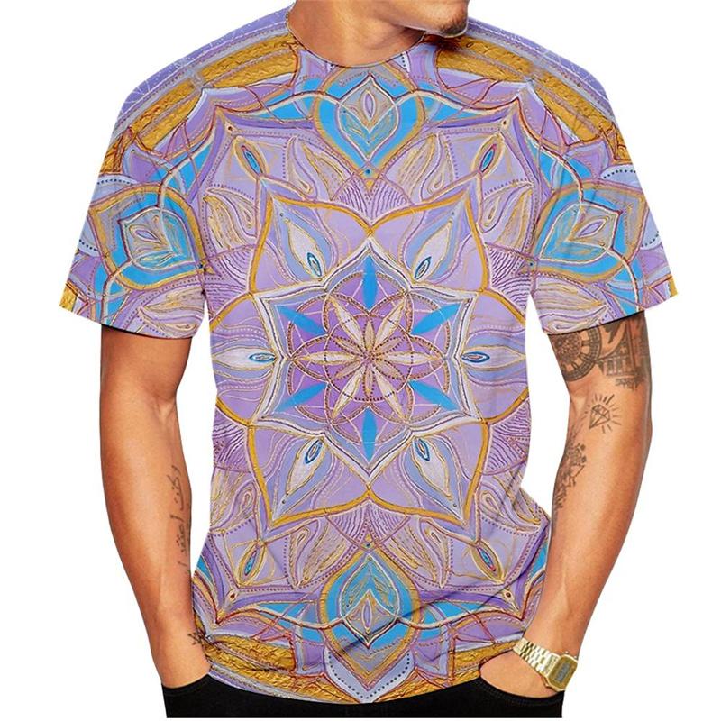 Colorful Kaleidoscope Pattern T-Shirt For Men Bohemia 3D Printed Tees Summer Casual Short Sleeve
