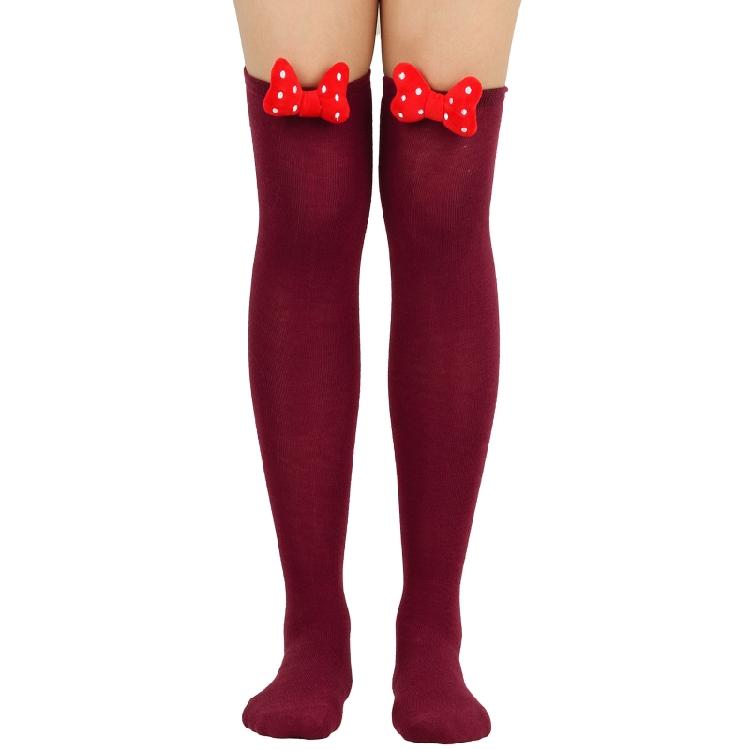 Holiday Lovely 3D Bowknot Striped Over Knee Thigh High Socks for Woman Clothing