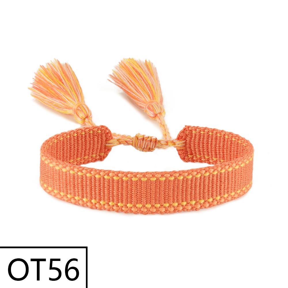 European & American Style Woven Bracelet - Solid Color, 1.3cm, Handmade Tassel, Fashionable Polyester Hand Rope for Women