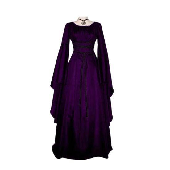 Abito da Strega Rinascimentale di Halloween per Donna Abito Gotico Vittoriano Manica Lunga a Campana Costume Medievale per Festa di Halloween Cosplay