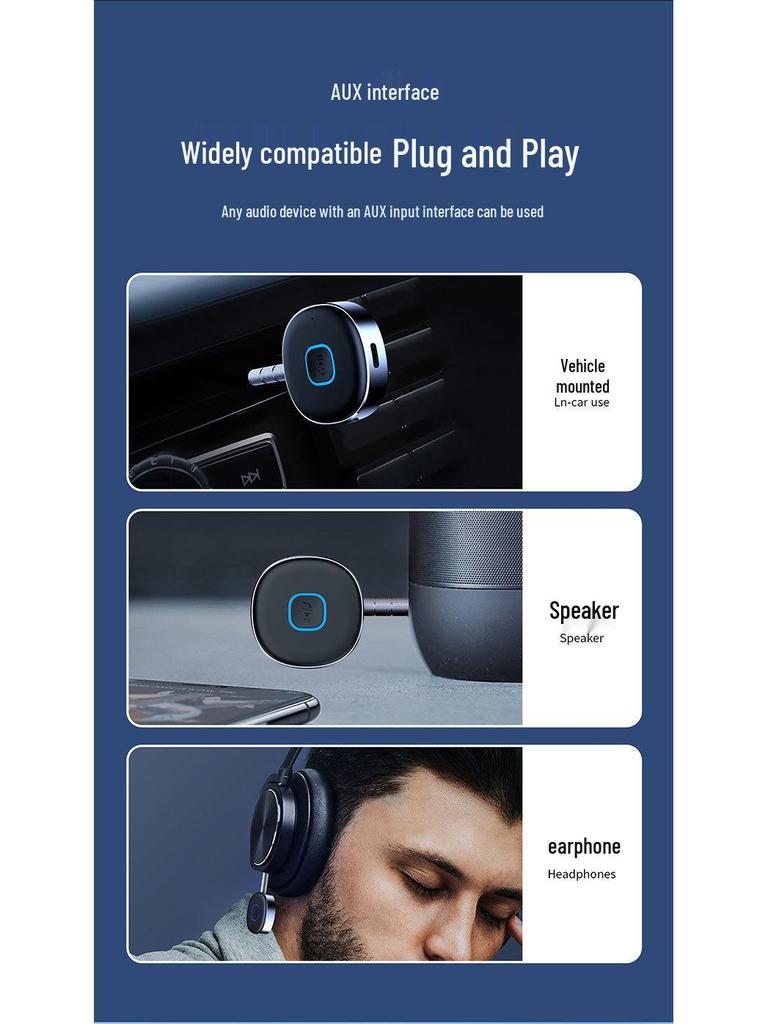 J33 Car Bluetooth Audio Receiver: Lossless Sound Quality, Dual Connectivity, Plug & Play.