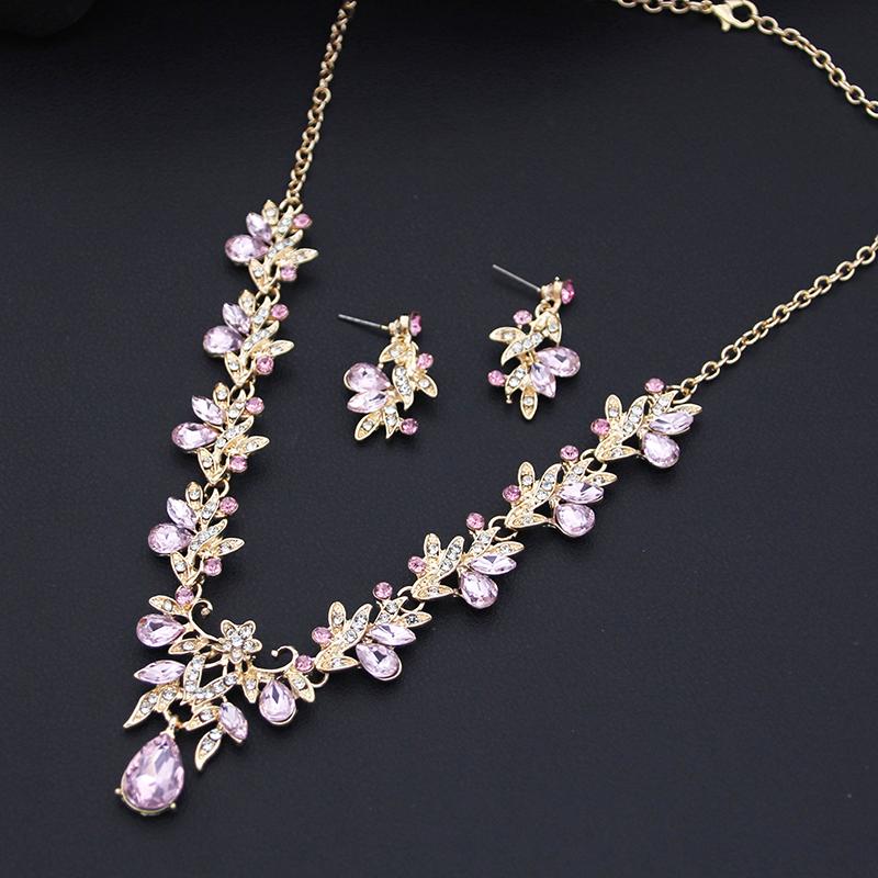 Water Drop Bridal Jewelry Sets Luxury Tiaras Crown Necklace Earrings Wedding Dress Dubai Jewelry Set Costume Accessories