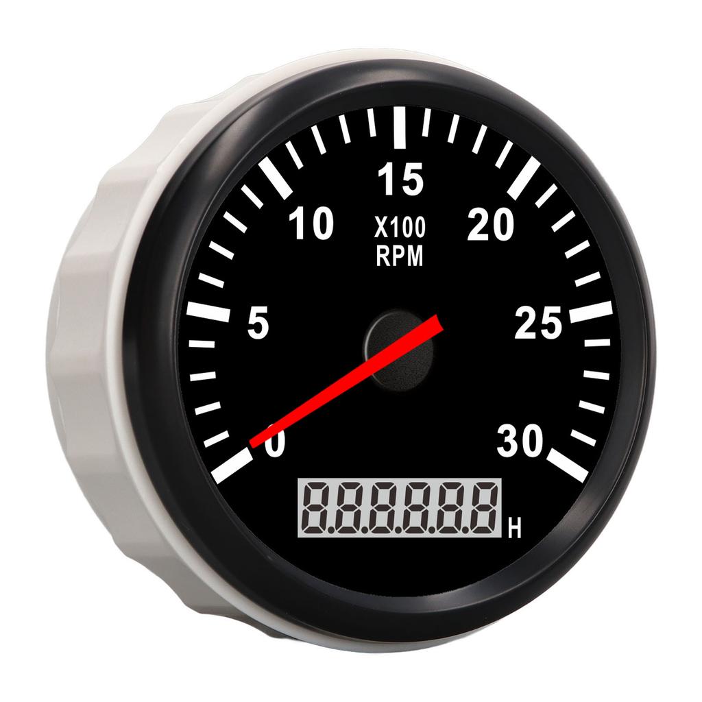 Turometru 85mm 3.35in 3000RPM IP67 Rezistent la apă Turometru cu orometru LCD Iluminare de fundal roșie pentru mașină camion barcă