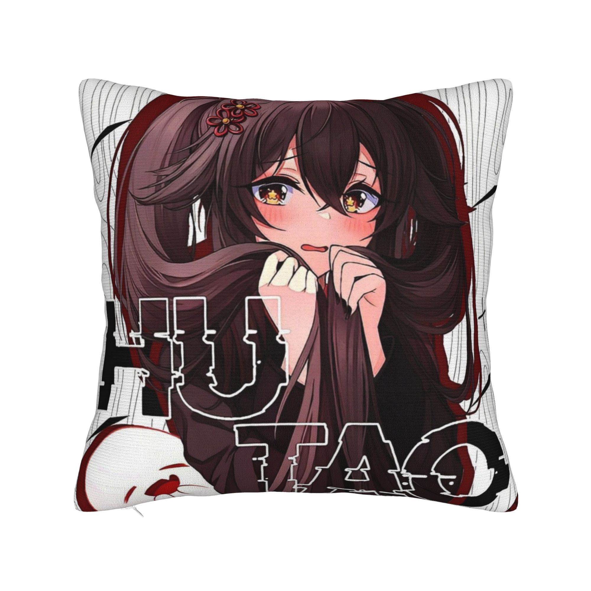 Мягкая наволочка для подушки Genshin Impact Ху Тао, полиэстеровая наволочка для подушки, подарок, аниме, игра, мультфильм, чехол для подушки, автомобильный, на молнии 30cm x 30cm