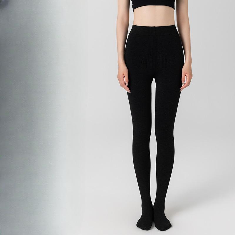 

Женские колготки-базовый слой большого размера серого цвета и черные компрессионные утягивающие леггинсы с флисовой подкладкой, утолщенные, нескользящие, не скатывающиеся, для ношения в любое время года One Size