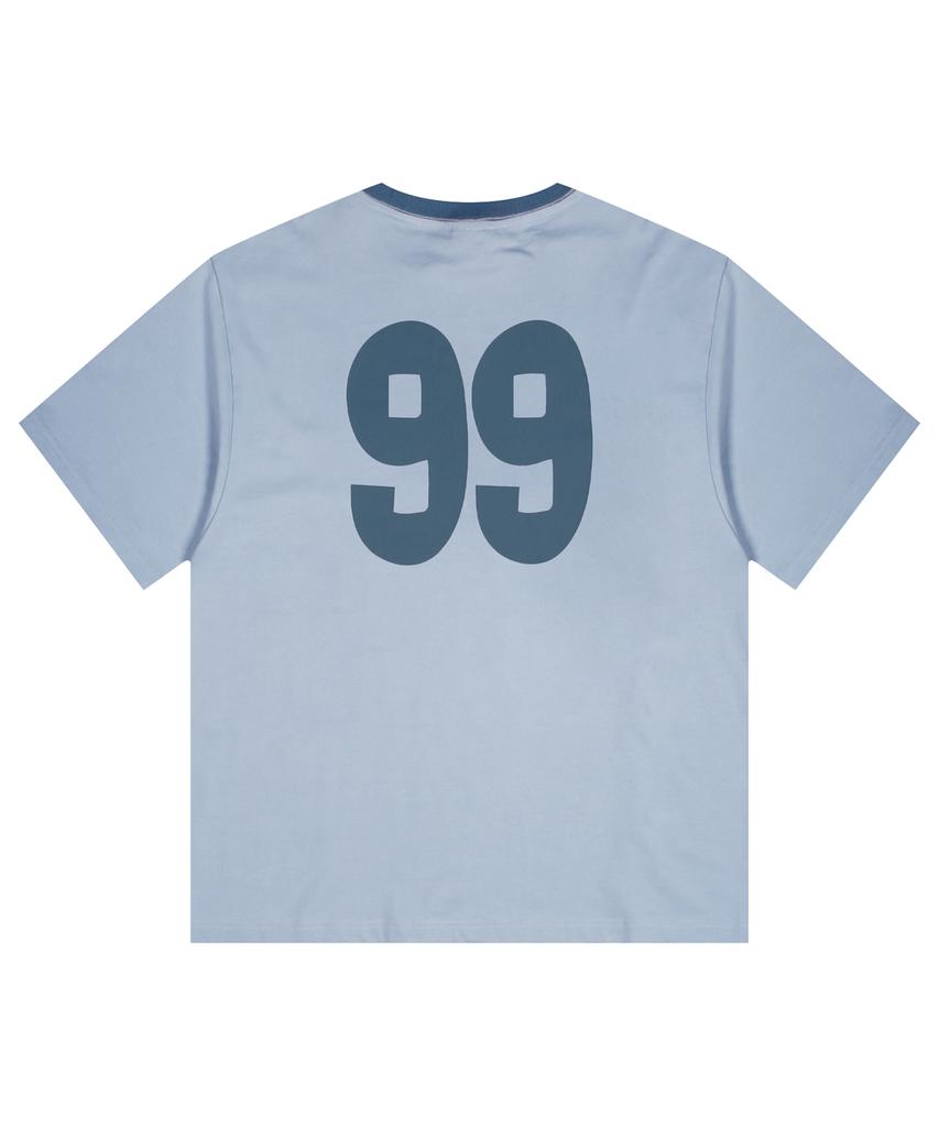 GLACK Gt124 Numbering Star Applique T-Shirt (Blue)