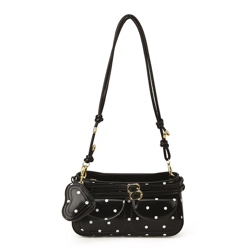 Polka Dot Crossbody Bag Women Fashion Shoulder Bag With Buckle Detail Trendy Design Handbag Everyday Use