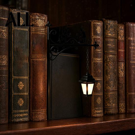 Vintage Hollow Iron Street Lamp Library Lantern, Decorative Bookshelf Lighting, Witch Hat for Reading Nook, Bookend Warm Light Night with LED Glow, &
