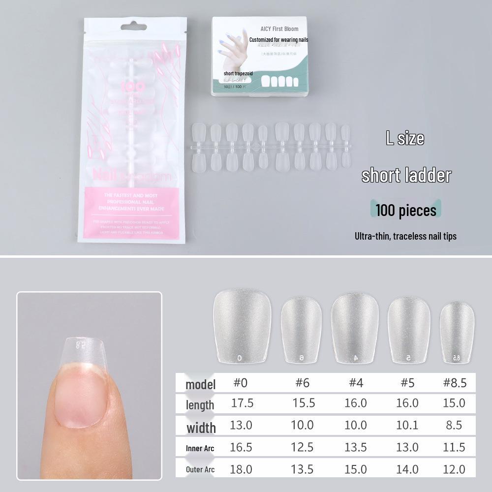 Pre-sized Frosted Ladder-Shaped Nail Tips - 100 Pcs, Thin & No Filing Needed