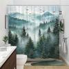 Transform Your Bathroom with This Waterproof Shower Curtain Featuring a Mystical Forest Landscape for Serenity