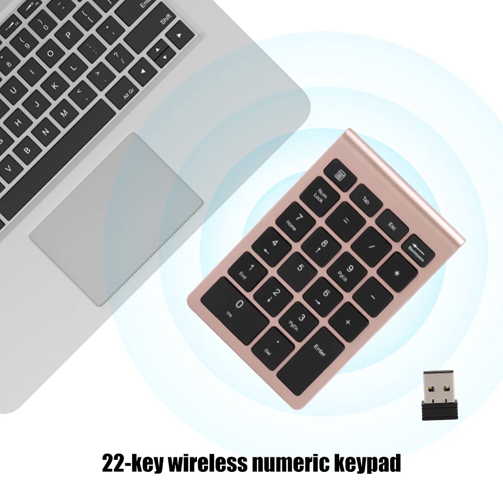 RF304 22-Key Numeric Keypad, USB 2.4G Wireless Mini Keyboard with Receiver, Scissor-Foot Keycap Design, Fast Rebound Speed, Low Latency, Ergonomic