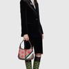 Gucci Jackie 1961 Gold Lock Dot Print Removable Extended Shoulder Strap Canvas And Leather Trim Half Moon Underarm Bag 678843-UQHIG-9885
