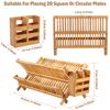 Bamboo Dish Drainer Drying Rack with Utensil Box 20 Slots Double Layer Bowl and Dish Holder Collapsible Dish Plate Storage Rack