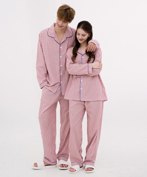 [Dossy] [2SET] Silk-Fit Peony Long Sleeve Couple Pajama Set [Shipped from Korea] 100% Authentic