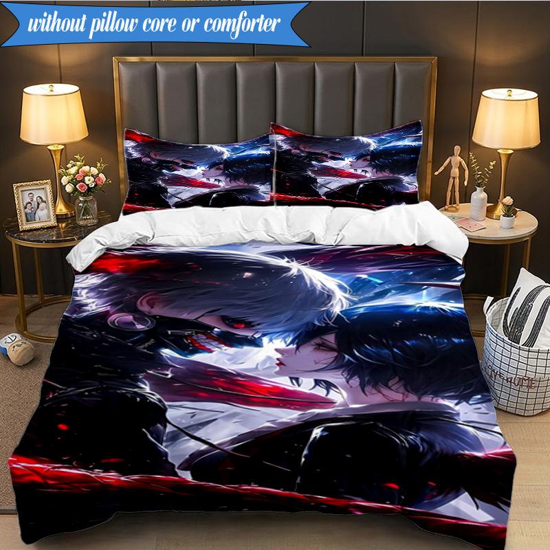 Tokyo anime Artwork 3pcs K-pop music group Bedding set,Ideal for Bedroom, Dormitory,Including Duvet Cover And 2pcs Pillowcases,Fan gifts