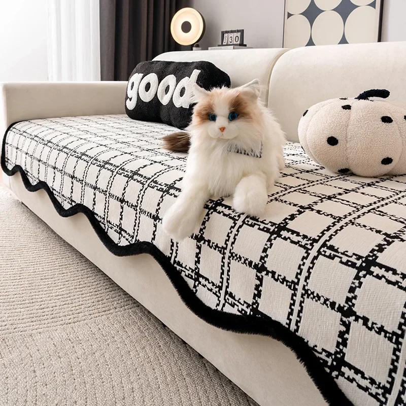 2025 New Chenille High end Irregular shaped Sofa Cushion Four season Universal Simple Modern Anti slip Sofa Cushion Cover Cloth 90x70cm 1pcs