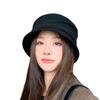 New Literary Style Pleated Bucket Hat Female Face Small Autumn and Winter Retro Woolen Basin Hat Big Head Circumference Sun Hat