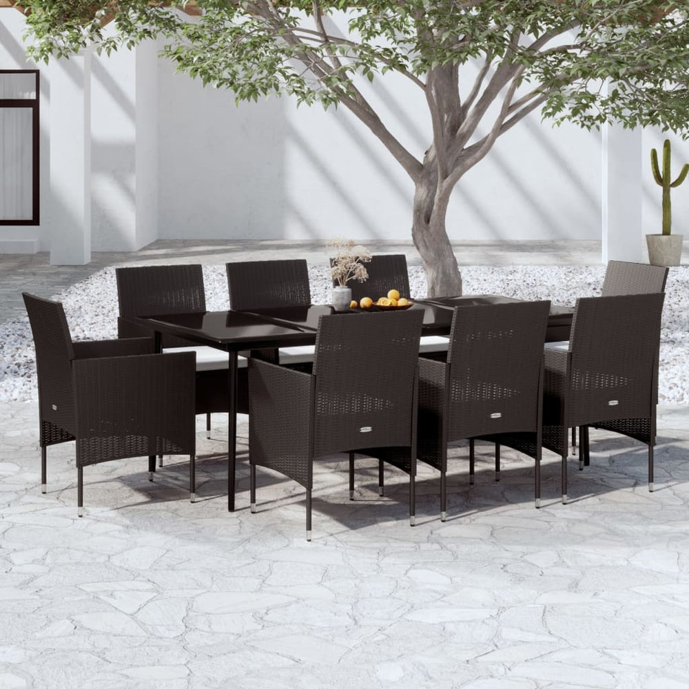 Ensemble à manger de jardin avec coussins 9 pcs