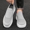 Fashion Men's Summer Platform Canvas Skate Shoes Black Work-Ready Sneakers Breathable Mesh Comfort Thick Sole for Casual Athleisure Wear
