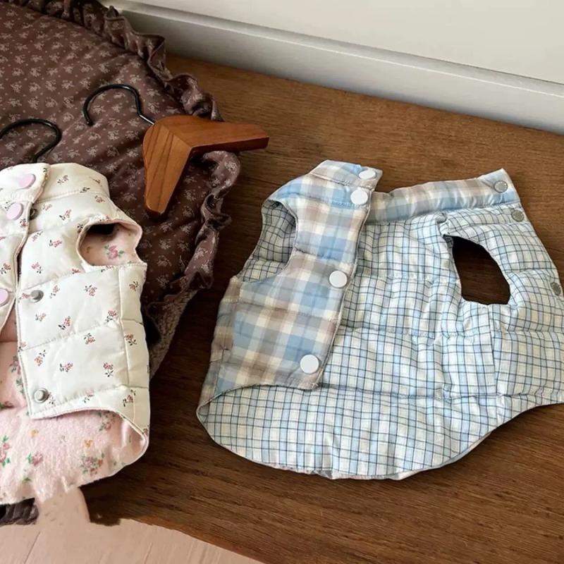 Pet Floral Vest Autumn Winter Pet Cotton Coat Thickened To Keep Warm Small Dog Maltese Bears Wear Vest Coats on Both Sides