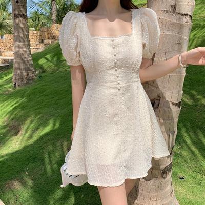 Eleganckie damskie letnie szyfonowe hafty Mini-line sukienka Party Robe Beach Boho sukienki