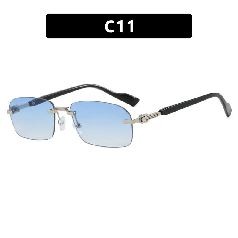 Rimless Metal Sunglasses Women Men Vintage Punk Luxury Designer Irregular Square Hip Hop UV400 Sun Glasses