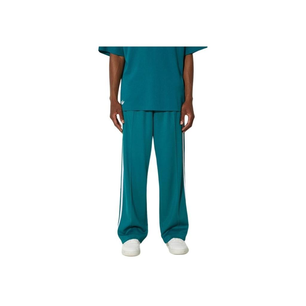 adidas Originals Retro Sport Side Stripe Logo Embroidered Elastic Mid-Waist Straight Leg Knitted Sweatpants Men Bottoms Turquoise IZ2473