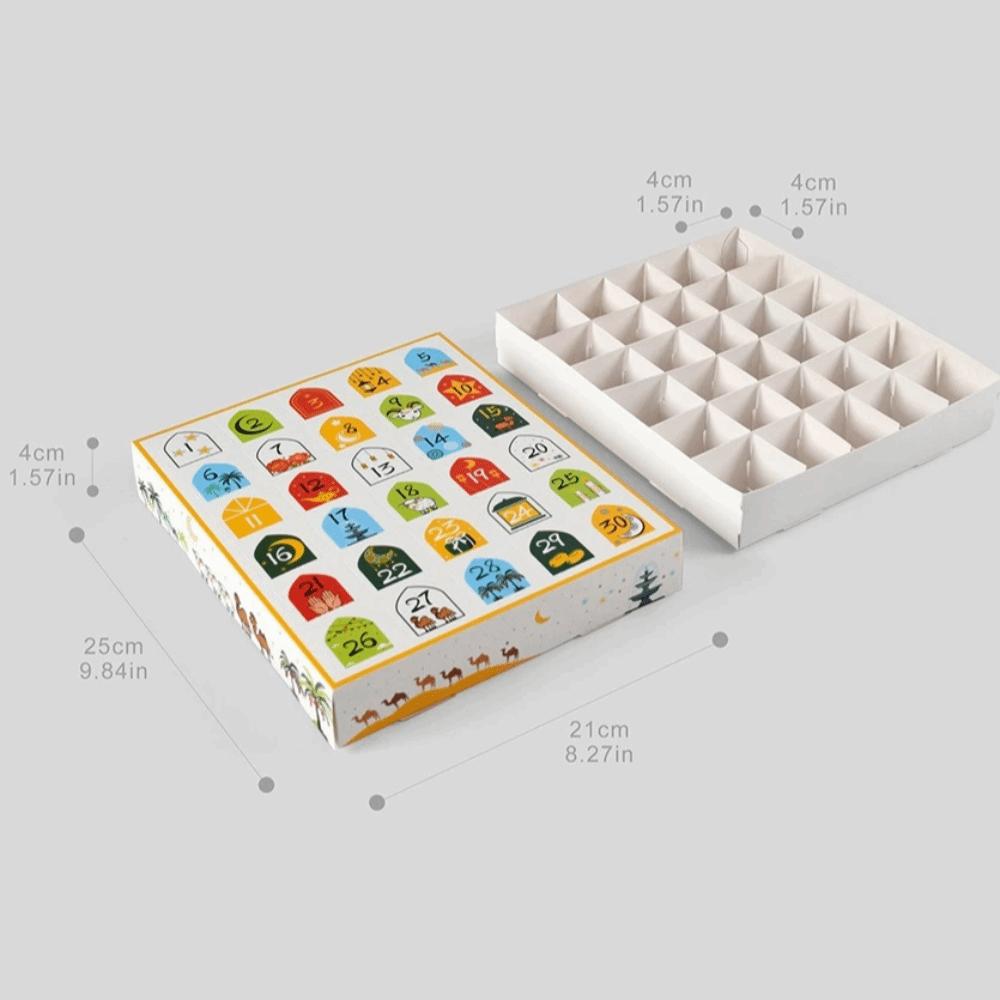 Paper Ramadan Advent Calendar Box 30 Empty Grid Gift Packaging Box Surprise Gift Box  Eid Party