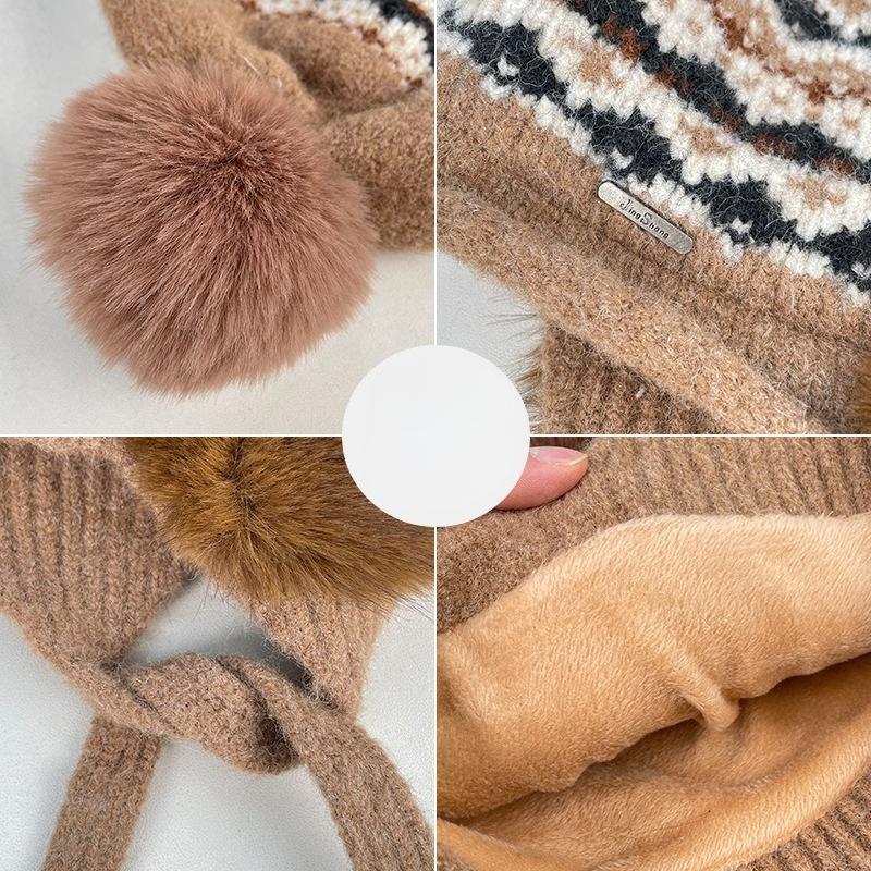 Winter Velvet Thickened Outdoor Warm Cold Ear Protection Knitted Hat Children