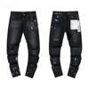 ZYLLO Men's Tatters Splash Paint Men's Slim Ripped Badge Stretch Jeans Retro High-end Men's Pants