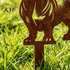 Outdoor Lawn Ornament Metal Dachshund Garden Stake, Rusty Animal Silhouette Decorative Yard Stake Art for Outside Lawn, Pathway, Patio, Flower