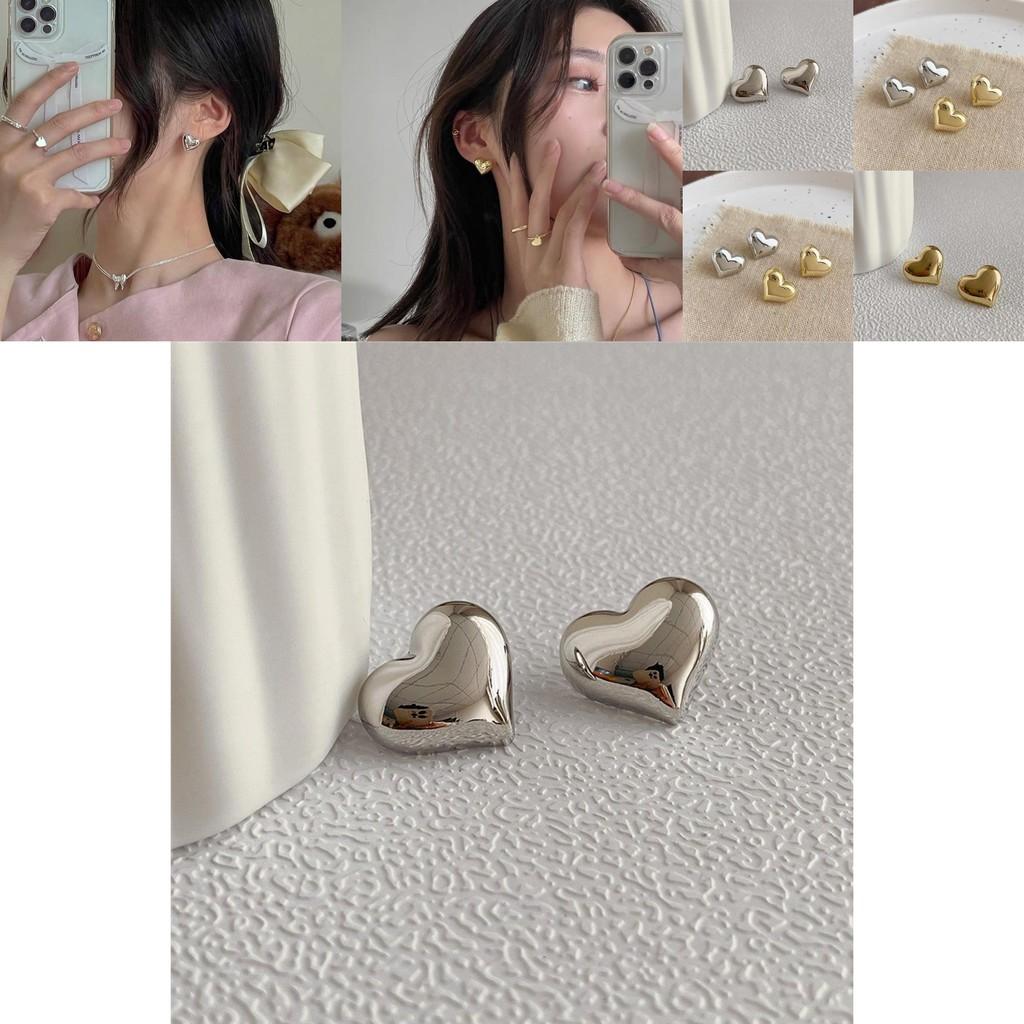 Stylish Ins Trendy Heart Earrings In Gold And Silver Unique Vintage Jewelry For Women