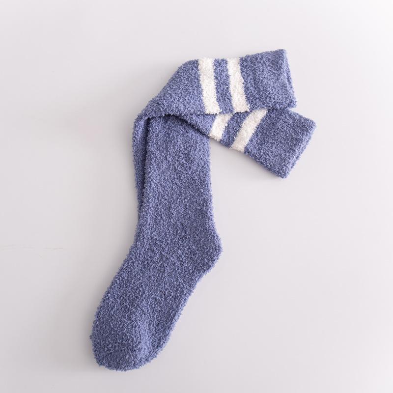 5/10 Pairs Casual Coral Velvet Socks for Women No Shedding Two Stripes Calf Length Socks Knee High Women's Socks Warm Long Socks Home Socks
