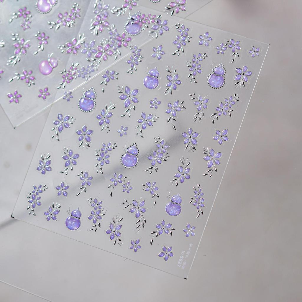 Tomoni Ice Transparent Light Luxury Nail Stickers - Purple Jade Gourd Design